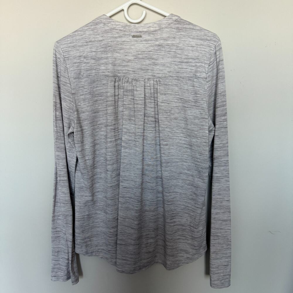 PrAna Womens Henley Top Large Gray Heathered Long Sleeve Boho Minimal Casual - Picture 6 of 6